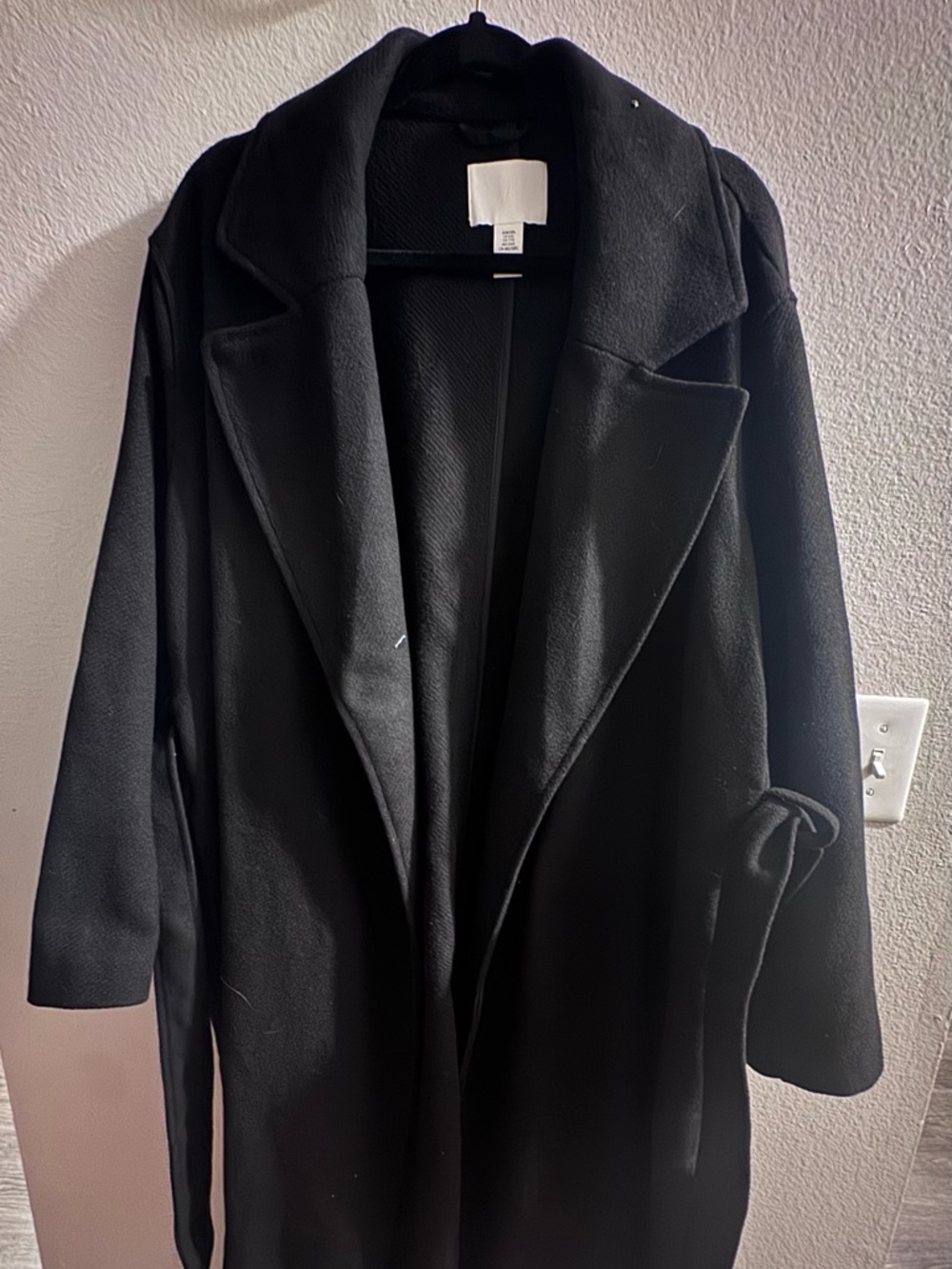 H&M Black Long Belted Trench Coat